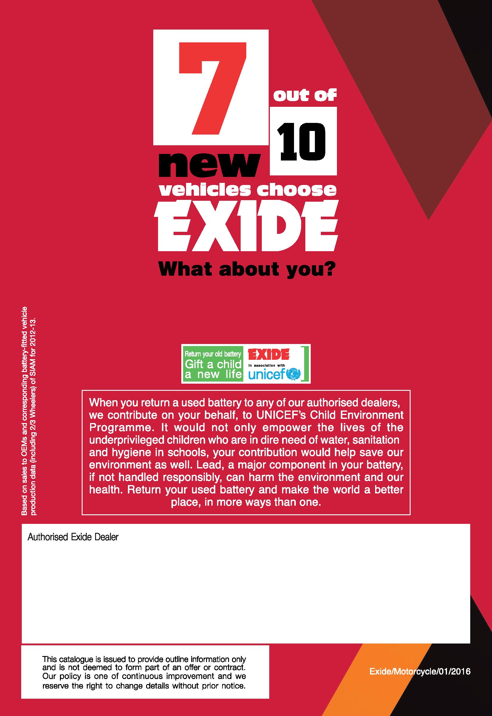 Exide Explore Motorcycle Battery Specification